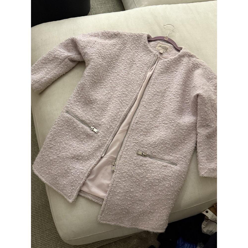 Forever 21 Size Small PALE PINK Boucle COAT w/Zippers Wool Blend + Lined